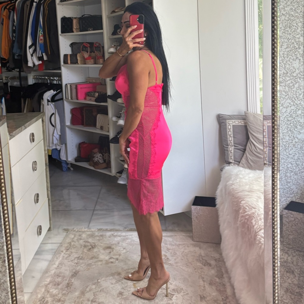 Elegant Pink Lace Slip Dress - Picture 2 of 6